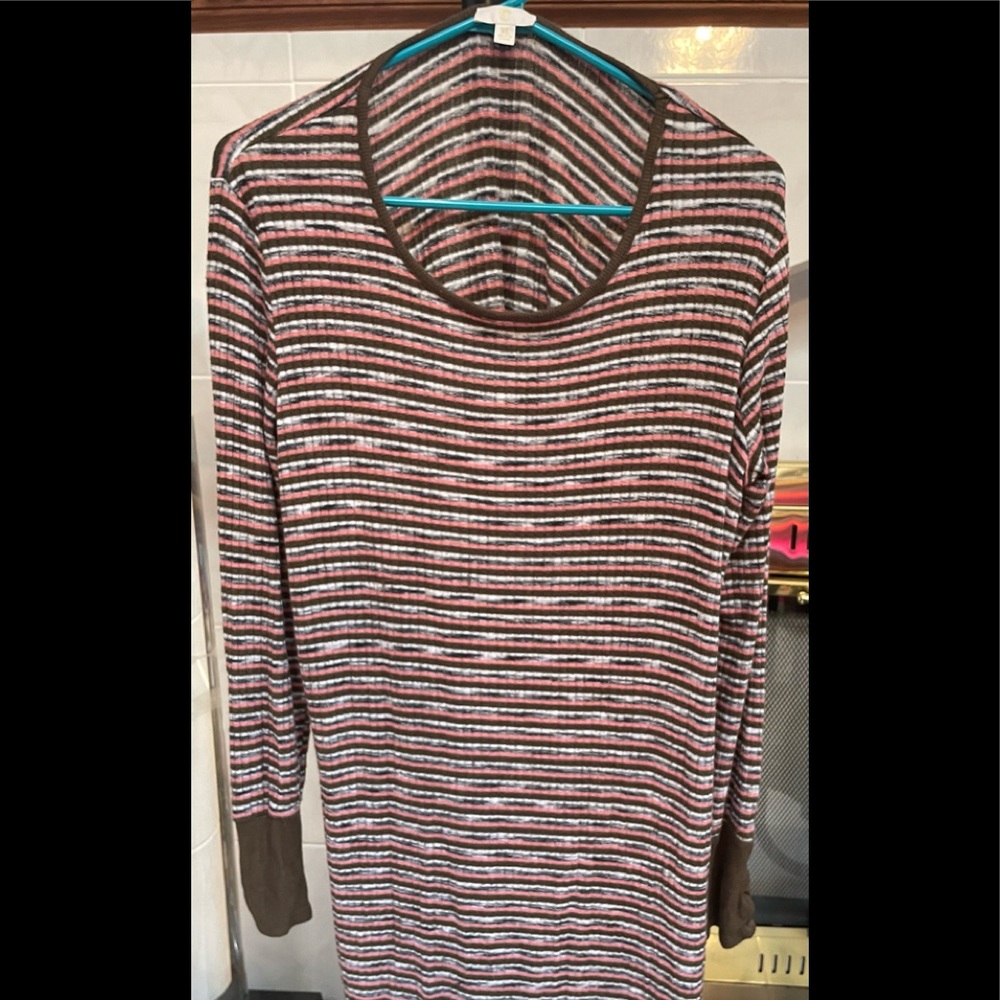 Charming Charlie Long sleeve pink and green striped dress
